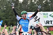 24 May 2015; Greg Callaghan, from Rathfarnham, Dublin, celebrates winning the Chain Reaction Cycles Emerald Enduro, the 2nd Round of the 2015 Enduro World Series. County Wicklow. Picture credit: Ramsey Cardy / SPORTSFILE