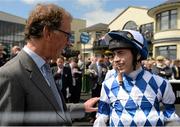 24 May 2015; Trainer Roger Charlton talks with Jockey James Doyle after he rode Al Kazeem to victory in the Tattersalls Gold Cup. Curragh Racecourse, The Curragh, Co. Kildare. Picture credit: Cody Glenn / SPORTSFILE