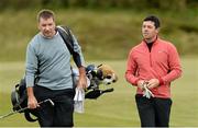 25 May 2015; Rory McIlroy with his caddie JP Fitzgerald during a practice round. Dubai Duty Free Irish Open Golf Championship 2015, Practice Day 1. Royal County Down Golf Club, Co. Down. Picture credit: Oliver McVeigh / SPORTSFILE