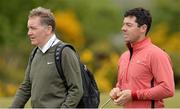 25 May 2015; Rory McIlroy with coach Michael Bannon, left, during a practice round. Dubai Duty Free Irish Open Golf Championship 2015, Practice Day 1. Royal County Down Golf Club, Co. Down. Picture credit: Oliver McVeigh / SPORTSFILE