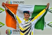 24 May 2015; Killian Callaghan, from Walkinstown, Co. Dublin, celebrates on the podium after finishing third in the Junior category of the Chain Reaction Cycles Emerald Enduro, the 2nd Round of the 2015 Enduro World Series. County Wicklow. Picture credit: Ramsey Cardy / SPORTSFILE