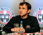 11 July 2008; Bohemians' manager Pat Fenlon during a press conference ahead of their UEFA Intertoto Cup, 2nd Round, 2nd Leg Cup tie with FK Riga on Saturday. Dalymount Park, Dublin. Picture credit: Ray McManus / SPORTSFILE