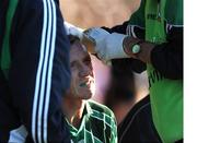 12 July 2008; Limerick's Ollie Moran receives attention to a facial wound near the end of the game. GAA Hurling All-Ireland Senior Championship Qualifier, Round 3, Limerick v Offaly, Gaelic Grounds, Limerick. Picture credit: Ray McManus / SPORTSFILE