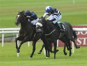 13 July 2008; Driving Snow, right, with Chris Hayes up gets the better of Black Bear Island with Seamus Heffernan up on their way to winning the Jebel Ali Stables & Racecourse European Breeders Fund Maiden. The Curragh Racecourse, Co. Kildare. Picture credit: Damien Eagers / SPORTSFILE