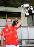 12 July 2008; Cork captain Angela Walsh lifts the cup. Cork v Kerry - TG4 Munster Ladies Senior Football Final, Pairc Ui Rinn, Cork. Picture credit: Brian Lawless / SPORTSFILE