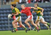 12 July 2008; Caroline Kelly, Kerry, in action against Mary O'Connor, Cork. Cork v Kerry - TG4 Munster Ladies Senior Football Final, Pairc Ui Rinn, Cork. Picture credit: Brian Lawless / SPORTSFILE