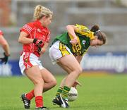 12 July 2008; Margaret O'Donoghue, Kerry, in action against Brid Stack, Cork. Cork v Kerry - TG4 Munster Ladies Senior Football Final, Pairc Ui Rinn, Cork. Picture credit: Brian Lawless / SPORTSFILE
