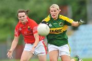 12 July 2008; Mairead Finnegan, Kerry, in action against Breige Corkery, Cork. Cork v Kerry - TG4 Munster Ladies Senior Football Final, Pairc Ui Rinn, Cork. Picture credit: Brian Lawless / SPORTSFILE