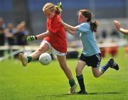 13 July 2008; Ellen McEneaney, Dundalk, in action against, Kirsty Duffy, Mulhuddart. Gaelic 4 Girls, National Blitz Day, Croke Park, Dublin. Picture credit: Brian Lawless / SPORTSFILE