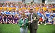 14 July 2008; Liz Howard, Uachtaran Chumann Camógaíochta na nGael, and Tom Byrne, Head of Communication Coillte, with over 240 players from Antrim, Carlow, Cavan, Down, Louth, Roscommon, Waterford and Wexford who had the once in a lifetime opportunity to play on the hallowed turf of Croke Park during the Coillte Camogie - U14 Development Squads Blitz Day. Croke Park, Dublin. Picture credit: Stephen McCarthy / SPORTSFILE