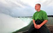 16 June 2000; Peter Stringer takes in the surroundings during an Ireland Rugby players visit to Niagara Falls in Ontario, Canada. Photo by Matt Browne/Sportsfile