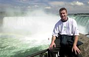 16 June 2000; Geordan Murphy poses for a photograph during an Ireland Rugby players visit to Niagara Falls in Ontario, Canada. Photo by Matt Browne/Sportsfile