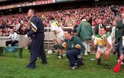 4 June 2000; The Offaly bench celebrate during the closing stages of the Bank of Ireland Leinster Senior Football Championship Quarter-Final match between Offaly and Meath at Croke Park in Dublin. Photo by Damien Eagers/Sportsfile