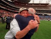 4 June 2000; Offaly Manager Padraig Nolan is embraced following his side's victory in the Bank of Ireland Leinster Senior Football Championship Quarter-Final match between Offaly and Meath at Croke Park in Dublin. Photo by Damien Eagers/Sportsfile