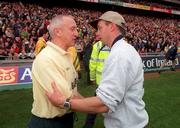 4 June 2000; Offaly manager Padraig Nolan, right, shakes hands with Meath manager Sean Boylan following the Bank of Ireland Leinster Senior Football Championship Quarter-Final match between Offaly and Meath at Croke Park in Dublin. Photo by Damien Eagers/Sportsfile