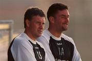 22 July 2000; Tranmere Rovers assistant manager Kevin Sheedy, left, and manager John Aldridge during the Derek Swan Testimonial match between Bohemians and Tranmere Rovers at Dalymount Park in Dublin. Photo by David Maher/Sportsfile
