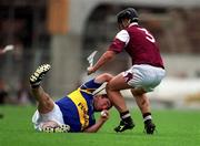 23 July 2000; Paul Shelly of Tipperary in action against Ollie Fahy of Galway during the Guinness All-Ireland Senior Hurling Championship Quarter-Final between Tipperary and Galway at Croke Park in Dublin. Photo by Brendan Moran/Sportsfile