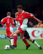 23 July 2000; Martin Russell of St Patrick's Athletic in action against Joe Cole of West Ham United during the Pre-Season Friendly match between St Patrick's Athletic and West Ham United at Richmond Park in Dublin. Photo by David Maher/Sportsfile