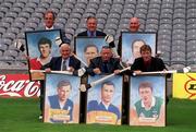 24 July 2000; A new set of stamps which honour the game of hurling and its greatest players goes on sale next week following the announcement today, July 24, of the An Post-GAA Hurling Team of the Millennium. The team was chosen by a panel of experts nominated by the Association. At the launch in Croke Park are, from left, Tony Reddan of Tipperary, Jimmy Doyle of Tipperary, Brian Whelahan of Offaly, back row, Ray Cummins of Cork, John Doyle of Tipperary and  Eddie Keher of Kilkenny. Photo by Gerry Barton/Sportsfile