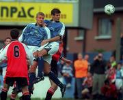 24 July 2000; Rhys Day and Nick Fenton of Manchester City in action against Darren O'Keeffe of Drogheda United during the Pre-Season Friendly match between Drogheda United and Manchester City at United Park in Drogheda, Louth. Photo by David Maher/Sportsfile