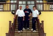 27 July 2000; Dublin footballers, from left, Paul Curran, Jim Gavin and Dessie Farrell at Hollystown Golf Club in Dublin. Photo by Brendan Moran/Sportsfile