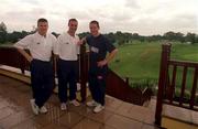 27 July 2000; Dublin footballers, from left, Dessie Farrell, Paul Curran and Jim Gavin at Hollystown Golf Club in Dublin. Photo by Brendan Moran/Sportsfile