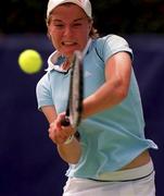 26 July 2000; Elsa O'Riain of Ireland competes against Mara Santangelo of Italy during their Dolmen Women's Irish Open First Round match at the Fitzwilliam Lawn Tennis Club in Dublin. Photo by David Maher/Sportsfile