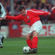 26 July 2000; Pat Fenlon of Shelbourne during the UEFA Champions League Second Qualifying Round First Leg match between Shelbourne and Rosenborg at Tolka Park in Dublin. Photo by David Maher/Sportsfile