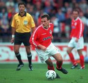 26 July 2000; Stephen Geoghegan of Shelbourne during the UEFA Champions League Second Qualifying Round First Leg match between Shelbourne and Rosenborg at Tolka Park in Dublin. Photo by David Maher/Sportsfile