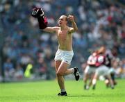 30 July 2000; PJ Ward of Westmeath celebrates his side's victory following the Leinster Minor Football Championship Final between Dublin and Westmeath at Croke Park in Dublin. Photo by Ray McManus/Sportsfile