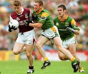 30 July 2000; Niall Finnegan of Galway in action against Ciaran Murray of Leitrim during the Bank of Ireland Connacht Senior Football Championship Final between Galway and Leitrim at Dr Hyde Park in Roscommon. Photo by David Maher/Sportsfile