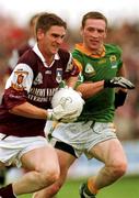 30 July 2000; Paul Clancy of Galway in action against Dermot Reynolds of Leitrim during the Bank of Ireland Connacht Senior Football Championship Final between Galway and Leitrim at Dr Hyde Park in Roscommon. Photo by David Maher/Sportsfile