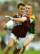 30 July 2000; Derek Savage of Galway in action against Michael McGuinness of Leitrim during the Bank of Ireland Connacht Senior Football Championship Final between Galway and Leitrim at Dr Hyde Park in Roscommon. Photo by Ray Lohan/Sportsfile