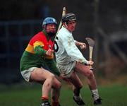 30 January 2000; Tommy Carew of Kildare in action against Padraig Keogh of Carlow during the Keogh Cup match between Kildare and Carlow at Naas GAA Ground in Kildare. Photo by Damien Eagers/Sportsfile