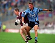30 July 2000; Liam O'Reilly of Westmeath in action against Arie Cleere of Dublin during the Leinster Minor Football Championship Final between Dublin and Westmeath at Croke Park in Dublin. Photo by John Mahon/Sportsfile