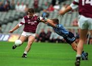 30 July 2000; Colin Whyte of Westmeath is blocked down by Neil O'Driscoll of Dublin during the Leinster Minor Football Championship Final between Dublin and Westmeath at Croke Park in Dublin. Photo by John Mahon/Sportsfile