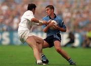 30 July 2000; Jonathan Magee of Dublin in action against Martin Lynch of Kildare during the Bank of Ireland Leinster Senior Football Championship Final between Dublin and Kildare at Croke Park in Dublin. Photo by Damien Eagers/Sportsfile