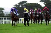 1 August 2000; Crown Capers, with Pat Smullen up, yellow silks, on their way to win the McDonogh Feeds European Breeders Fund Maiden from eventual second place Cheal Rose, with Sheamus Heffernan up, left, and eventual third place Echo Canyon, with Pat Shanahan up, extreme right, during the second day of the Galway Racing Festival at Galway Racecourse in Ballybrit, Galway. Photo by Matt Browne/Sportsfile