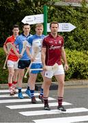 26 May 2015; Hurlers, from left, Seamus Harnedy, Cork, Liam Rushe, Dublin, Philip Mahony, Wateford, and David Collins, Galway, today launched the Liberty Insurance GAA #DriveSafer campaign. Liberty Insurance, Official Safe Driving Partner of the GAA, is calling on fans to ensure they #DriveSafer when travelling to games this summer after research showed that 39% of GAA fans admitted to driving after less than five hours sleep and over 50% of GAA fans have had incidents while driving when fatigued. Liberty Insurance will be using GAA ambassadors to support the campaign throughout the Championship, with additional initiatives in Croke Park encouraging fans to get to and from matches safely. For #DriveSafer tips check out www.facebook.com/LibertyInsuranceIreland or follow @LibertyIRL. Croke Park, Dublin. Picture credit: Brendan Moran / SPORTSFILE
