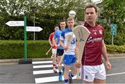 26 May 2015; Hurlers, from left, Seamus Harnedy, Cork, Liam Rushe, Dublin, Philip Mahony, Wateford, and David Collins, Galway, today launched the Liberty Insurance GAA #DriveSafer campaign. Liberty Insurance, Official Safe Driving Partner of the GAA, is calling on fans to ensure they #DriveSafer when travelling to games this summer after research showed that 39% of GAA fans admitted to driving after less than five hours sleep and over 50% of GAA fans have had incidents while driving when fatigued. Liberty Insurance will be using GAA ambassadors to support the campaign throughout the Championship, with additional initiatives in Croke Park encouraging fans to get to and from matches safely. For #DriveSafer tips check out www.facebook.com/LibertyInsuranceIreland or follow @LibertyIRL. Croke Park, Dublin. Picture credit: Brendan Moran / SPORTSFILE