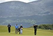 26 May 2015; Ernie Els hits his second shot on the 1st fairway. Dubai Duty Free Irish Open Golf Championship 2015, Practice Day 2. Royal County Down Golf Club, Co. Down. Picture credit: Ramsey Cardy / SPORTSFILE
