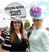24 May 2015; Suzanne Ryan, left, from Oldtown, Co. Dublin, and Michelle Mockler, from Saggart, Co. Dublin, enjoy a day at the races. Curragh Racecourse, The Curragh, Co. Kildare. Picture credit: Cody Glenn / SPORTSFILE