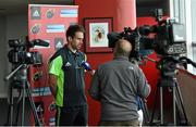 26 May 2015; Munster's Andrew Smith is interviewed for TV during a press conference. Thomond Park, Limerick. Picture credit: Diarmuid Greene / SPORTSFILE