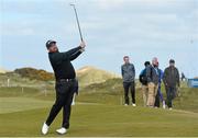 26 May 2015; Shane Lowry hits his second shot from the 8th fairway. Dubai Duty Free Irish Open Golf Championship 2015, Practice Day 2. Royal County Down Golf Club, Co. Down. Picture credit: Ramsey Cardy / SPORTSFILE