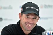 26 May 2015; Padraig Harrington during a press conference. Dubai Duty Free Irish Open Golf Championship 2015, Practice Day 2. Royal County Down Golf Club, Co. Down. Picture credit: Ramsey Cardy / SPORTSFILE