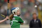24 May 2015; Natalie Doherty, Effin N.S., Limerick, during the half time Primary Go Games. Munster GAA Hurling Senior Championship Quarter-Final, Clare v Limerick. Semple Stadium, Thurles, Co. Tipperary. Picture credit: Dáire Brennan / SPORTSFILE