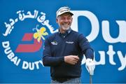 27 May 2015; Darren Clarke on the tee box at the 1st hole. Dubai Duty Free Irish Open Golf Championship 2015, Pro-Am. Royal County Down Golf Club, Co. Down. Picture credit: Ramsey Cardy / SPORTSFILE