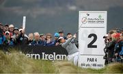 27 May 2015; Rickie Fowler hits his tee shot from the 2nd tee. Dubai Duty Free Irish Open Golf Championship 2015, Pro-Am. Royal County Down Golf Club, Co. Down. Picture credit: Oliver McVeigh / SPORTSFILE