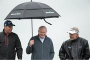 27 May 2015; Martin McGuinness, MLA, deputy First Minister of Northern Ireland Assembly, centre, along with Shane Warne, former Australian cricket player, left and Darren Clarke, walking along the fairway. Dubai Duty Free Irish Open Golf Championship 2015, Pro-Am. Royal County Down Golf Club, Co. Down. Picture credit: Oliver McVeigh / SPORTSFILE