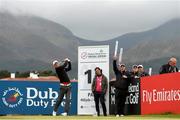 27 May 2015; Martin Kaymer hits a drive from the 11th tee. Dubai Duty Free Irish Open Golf Championship 2015, Pro-Am. Royal County Down Golf Club, Co. Down. Picture credit: Ramsey Cardy / SPORTSFILE